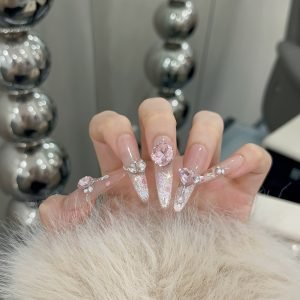Pink Cat Eye K9 Handmade Armor Nails