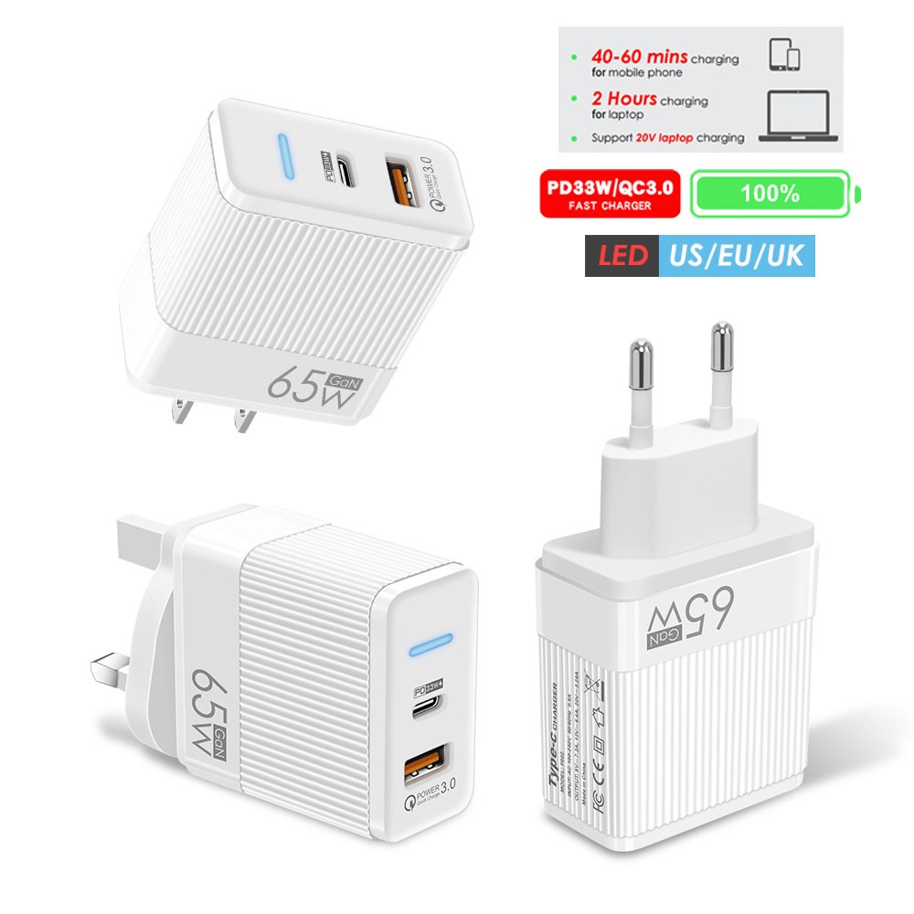 65W GaN aluminum tape charger PD fast charging
