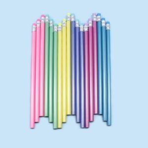 Pencil wholesale pearlescent HB triangle rod with rubber head