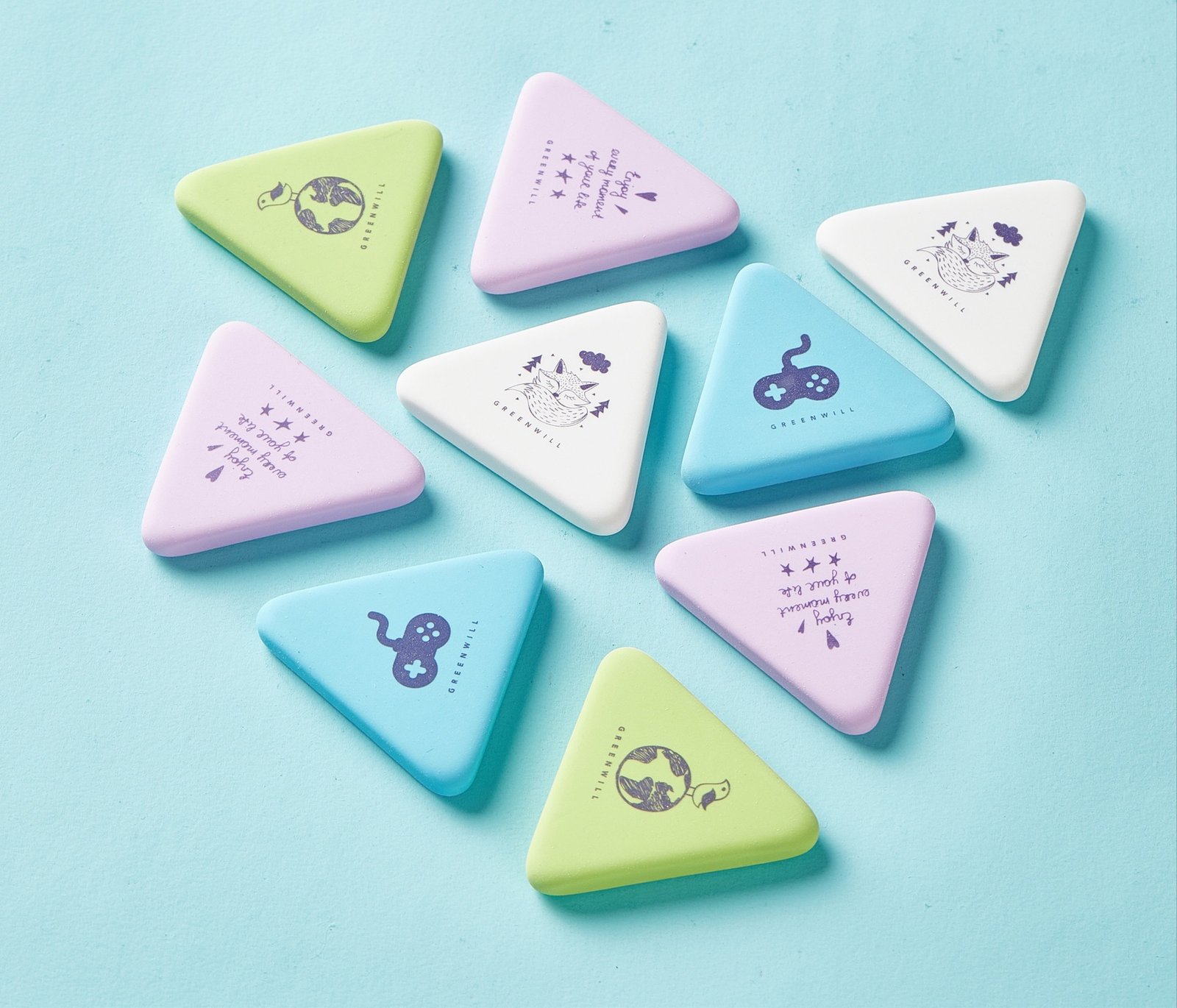 Triangle cartoon painting Macaron color ins color TPR eraser - Image 2