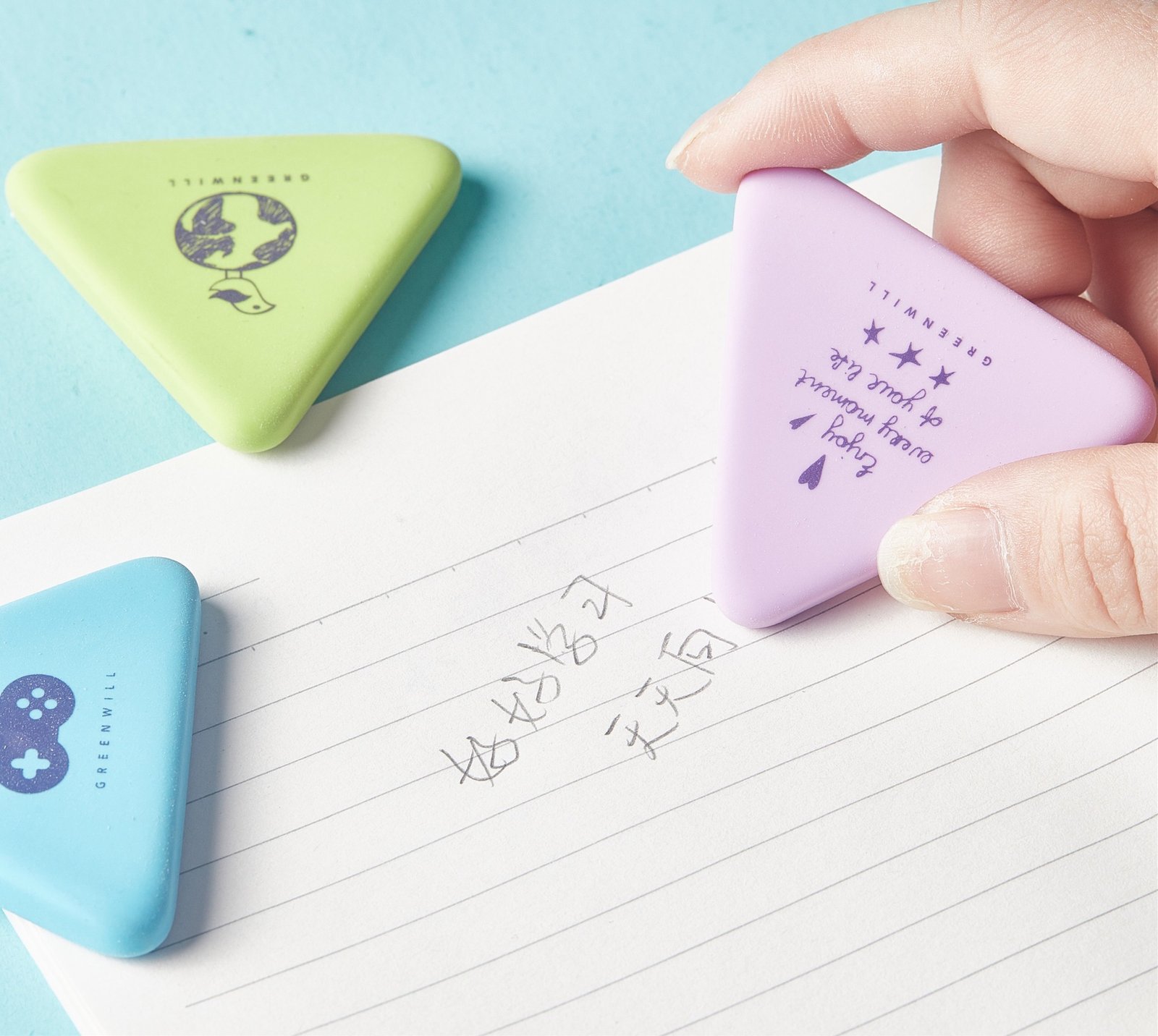 Triangle cartoon painting Macaron color ins color TPR eraser - Image 3