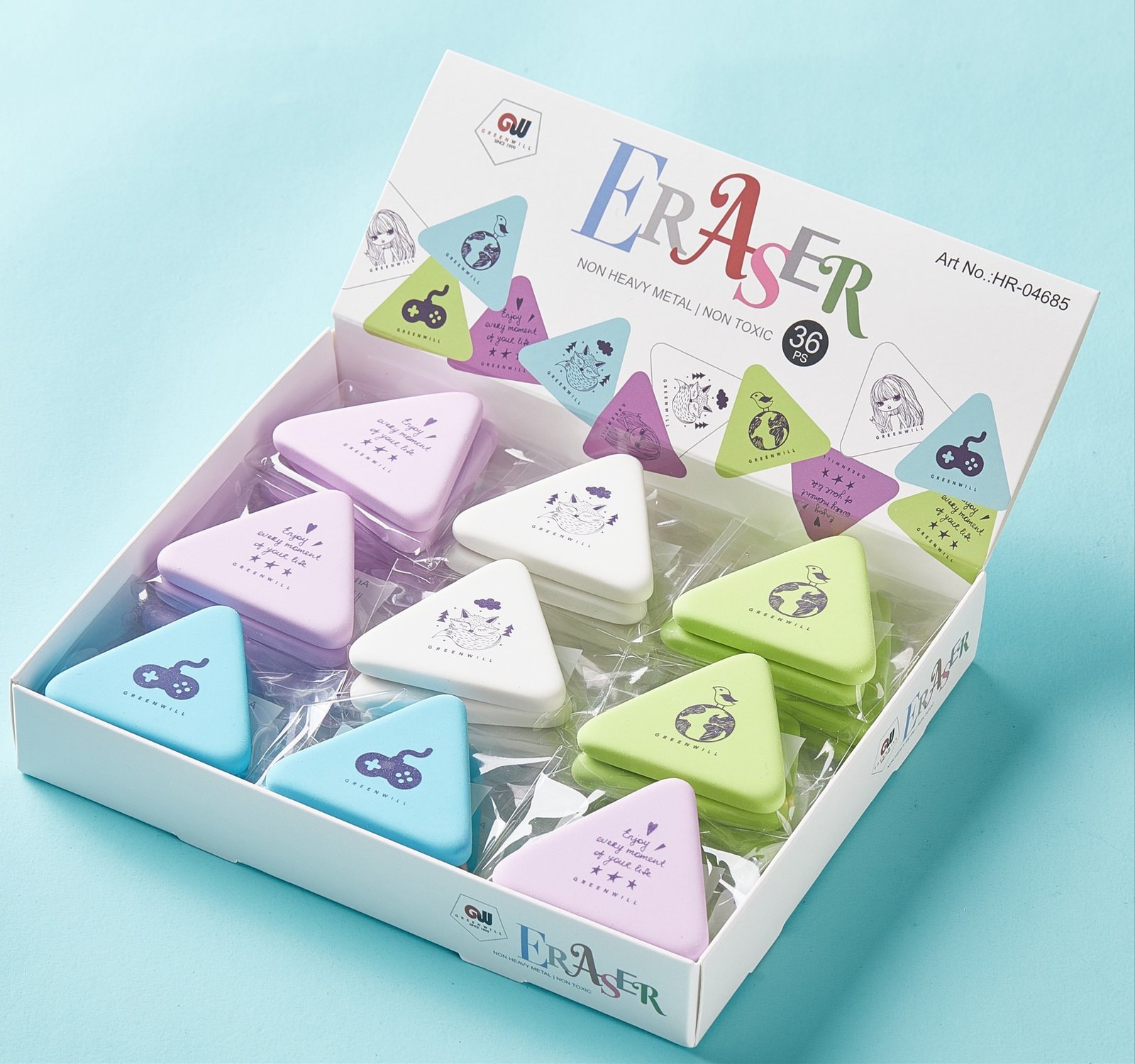 Triangle cartoon painting Macaron color ins color TPR eraser - Image 4