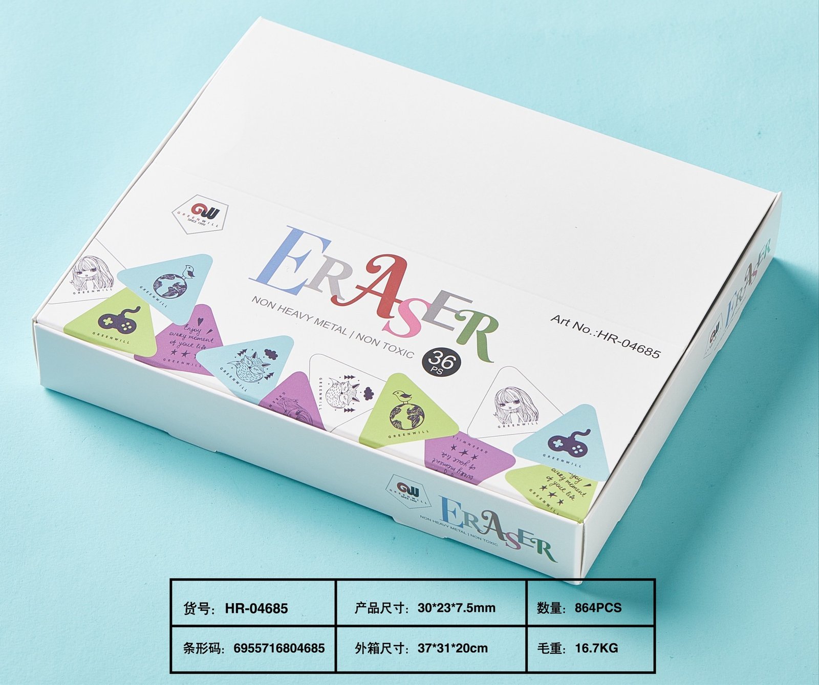 Triangle cartoon painting Macaron color ins color TPR eraser - Image 5